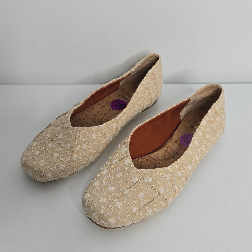 Korks Kork Ease Womens Palmer Slip On Fabric Ballet Flats Floral Embroidered 8.5